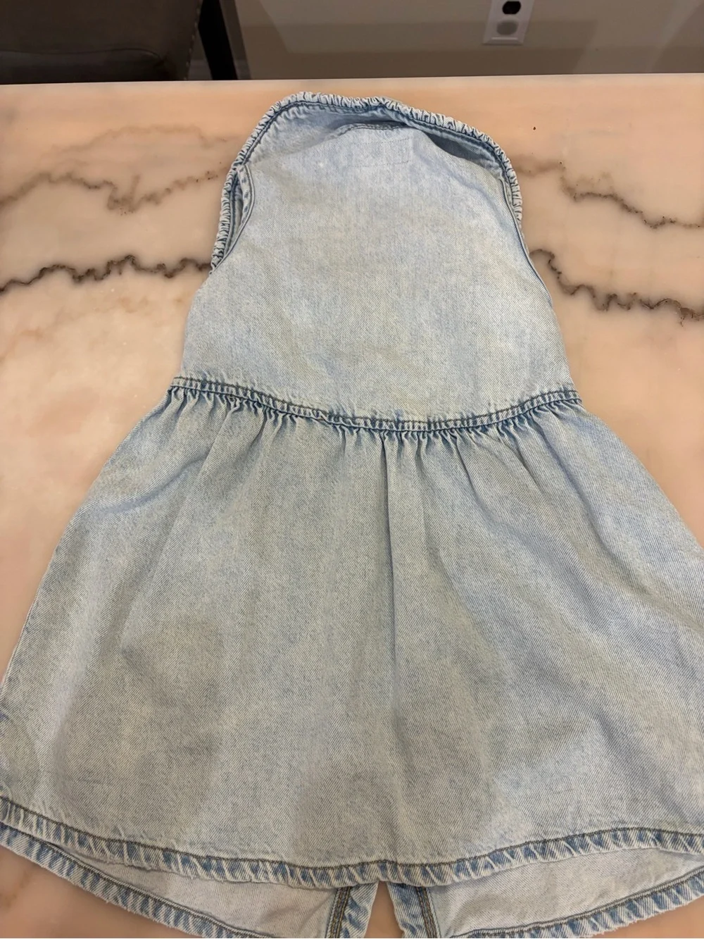 Zara Light Blue Denim Sleeveless Button-Front Dress